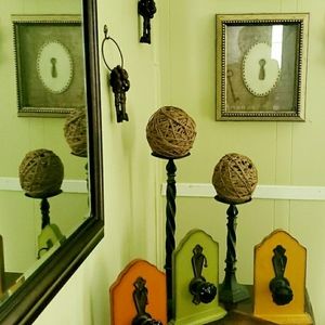 Faux Antique Finish French Framed Key Hole Picture